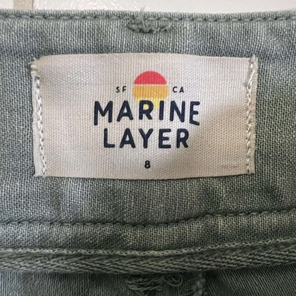 Marine Layer Love Me Tender Wide Leg Crop‎ Pants in Sage Green, Women's Size 8
